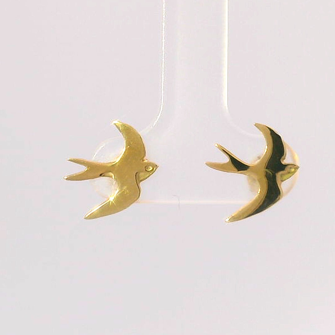 Blackbird Jewellery Swallow Earrings in 18ct Gold Vermeil, symbolising good luck and safe travels.