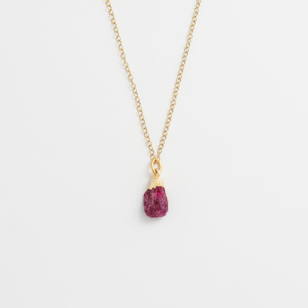 Gold Vermeil Ruby Raw Crystal Necklace
