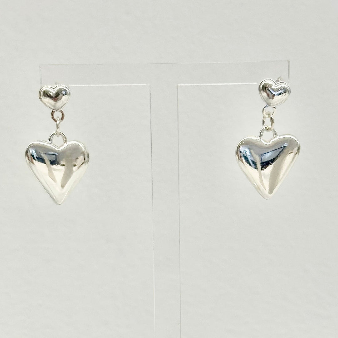 Sterling Silver Heart Drop Earrings