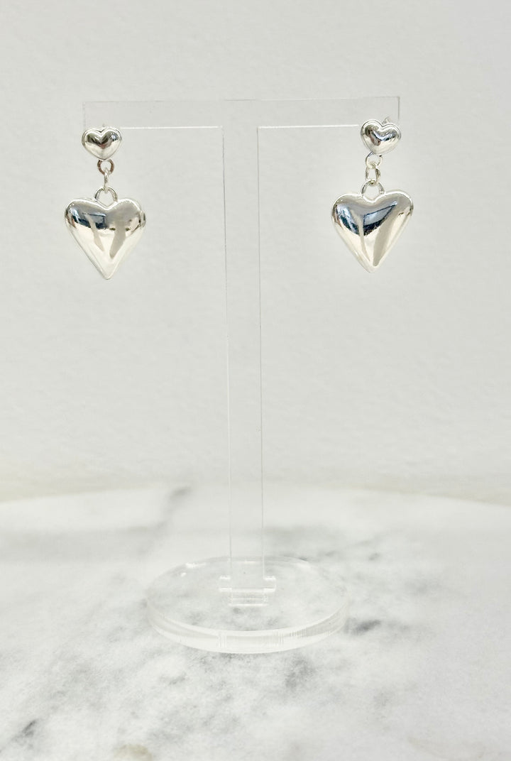 Sterling Silver Heart Drop Earrings