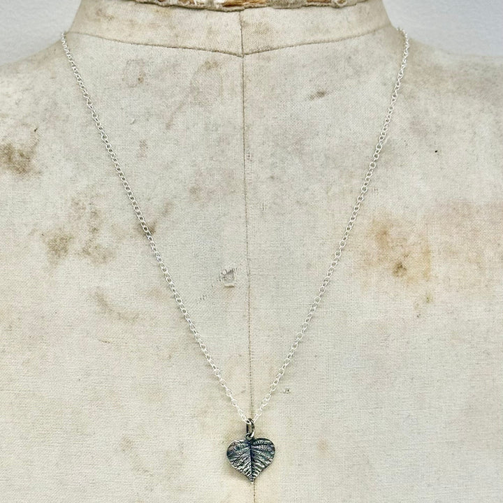 Sterling Silver Heart Leaf Necklace