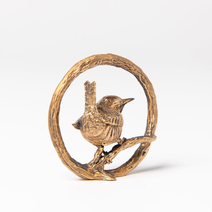 Collectable wren sculpture in solid bronze, perfect for gifting or display.