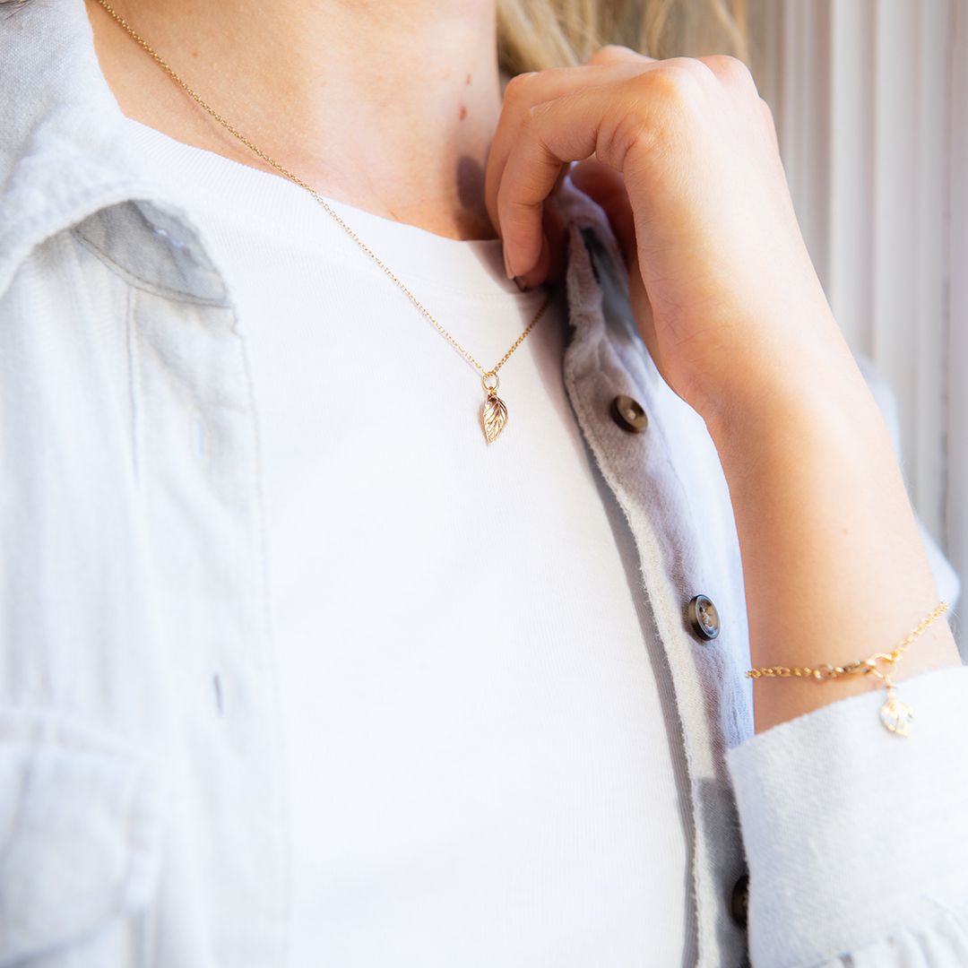 18ct Gold Vermeil Birch Leaf Necklace