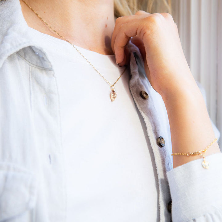 18ct Gold Vermeil Birch Leaf Necklace