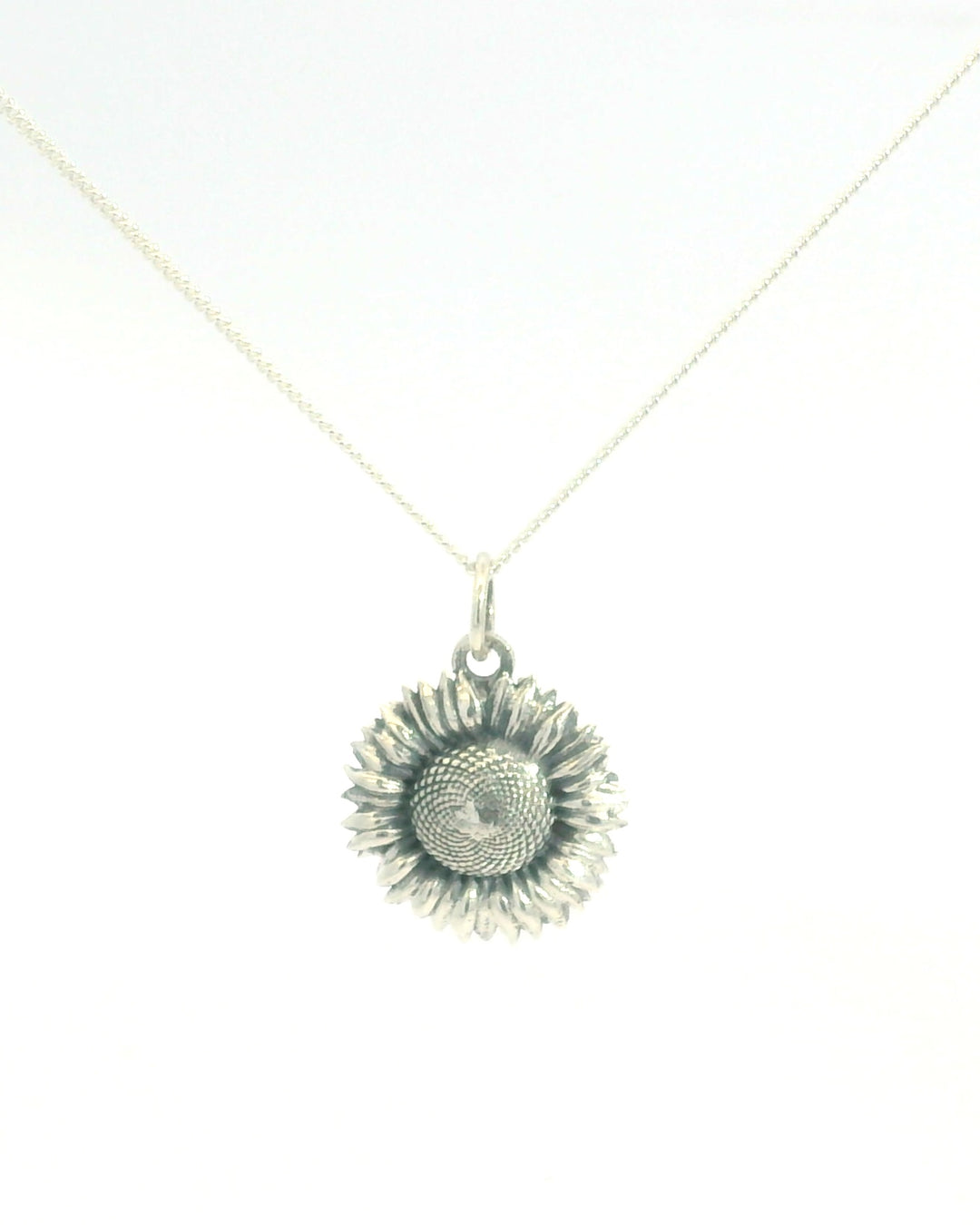 Blackbird Jewellery Sterling Silver Sunflower Necklace – Handmade August Birthflower Jewellery Gift