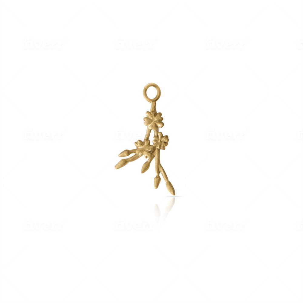 Gold Vermeil Cherry Blossom Sprig Charm