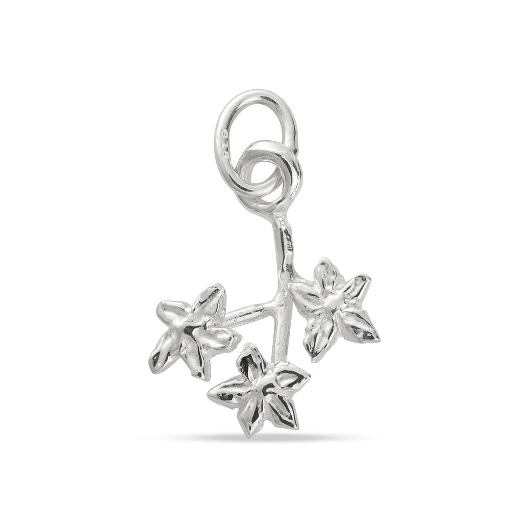 Sterling Silver Forget Me Not Sprig Charm