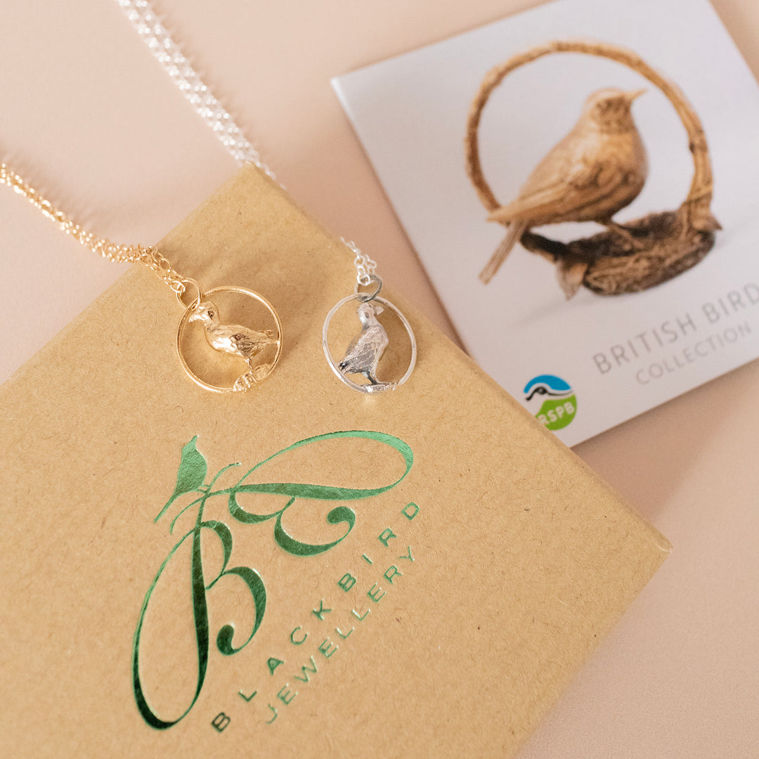 18ct Gold Vermeil Puffin in Hoop Necklace