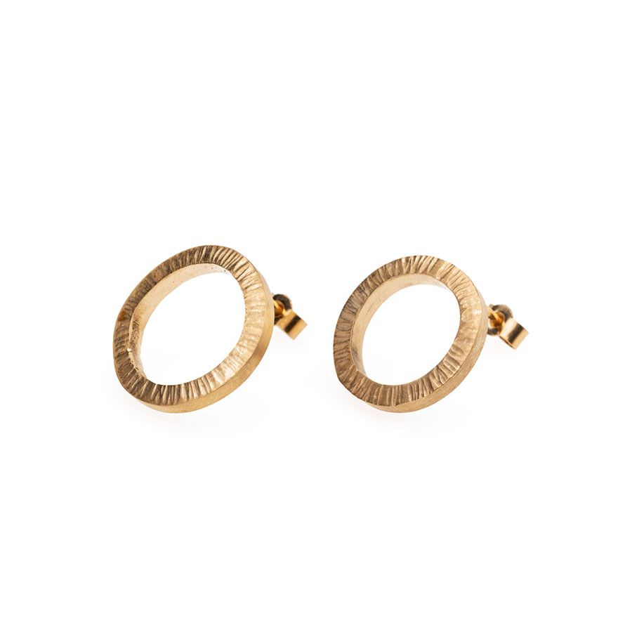 9ct Gold Vermeil Circle Stud Earrings
