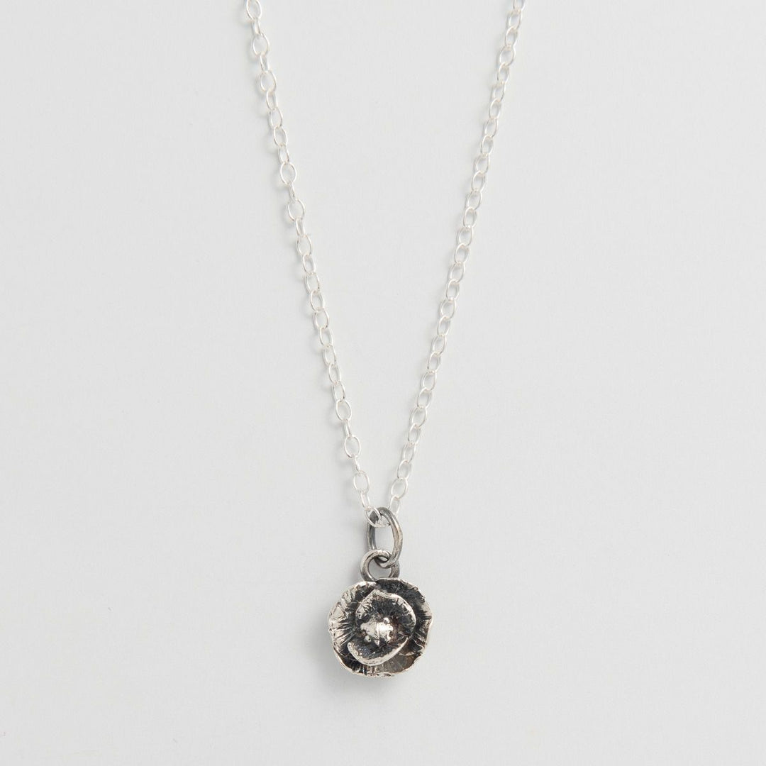 Antique Sterling Silver Poppy Necklace