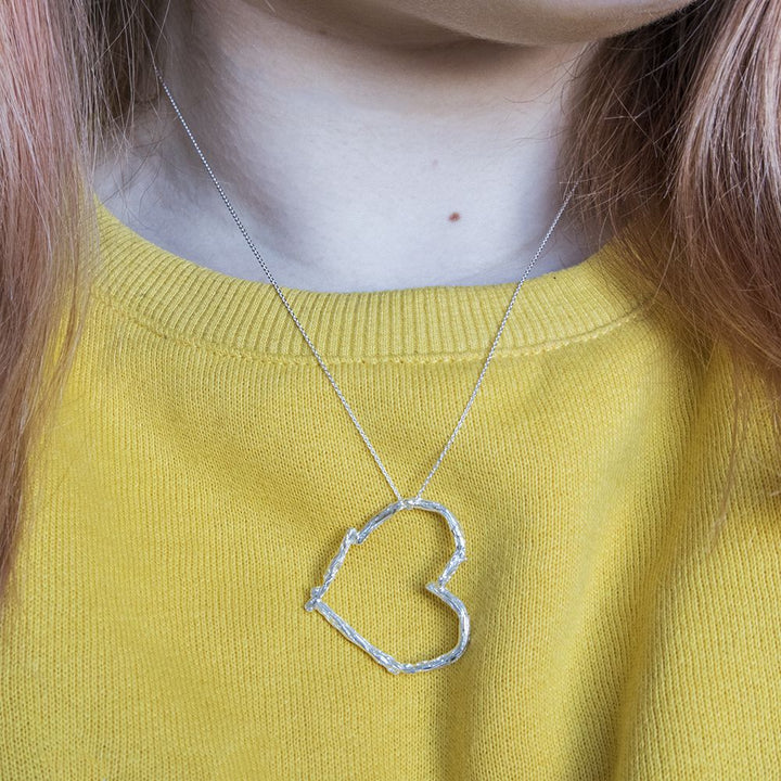 Twig Heart Necklace Sterling Silver