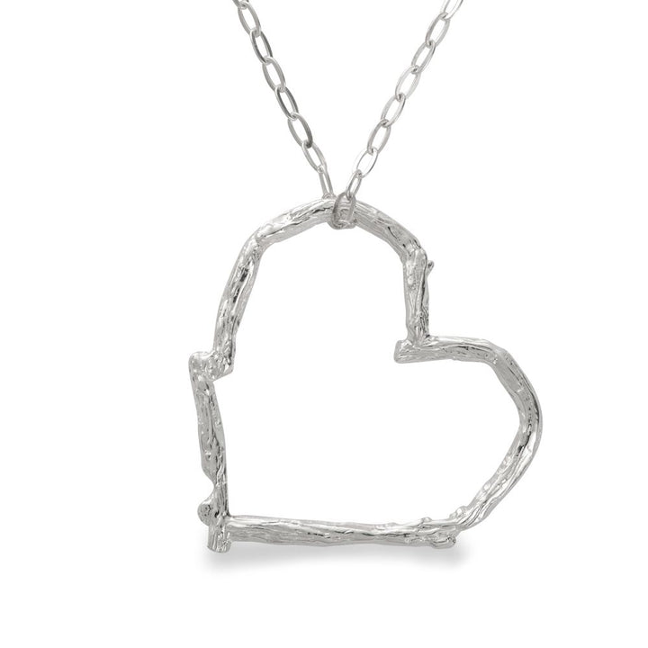 Twig Heart Necklace Sterling Silver