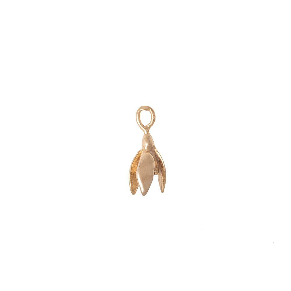 18ct gold vermeil snowdrop charm with a soft satin finish.