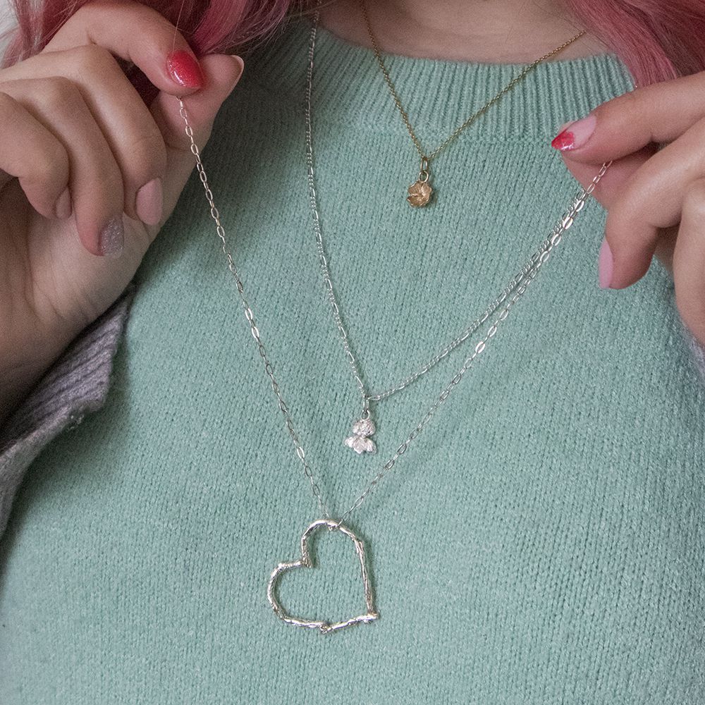 Twig Heart Necklace Sterling Silver