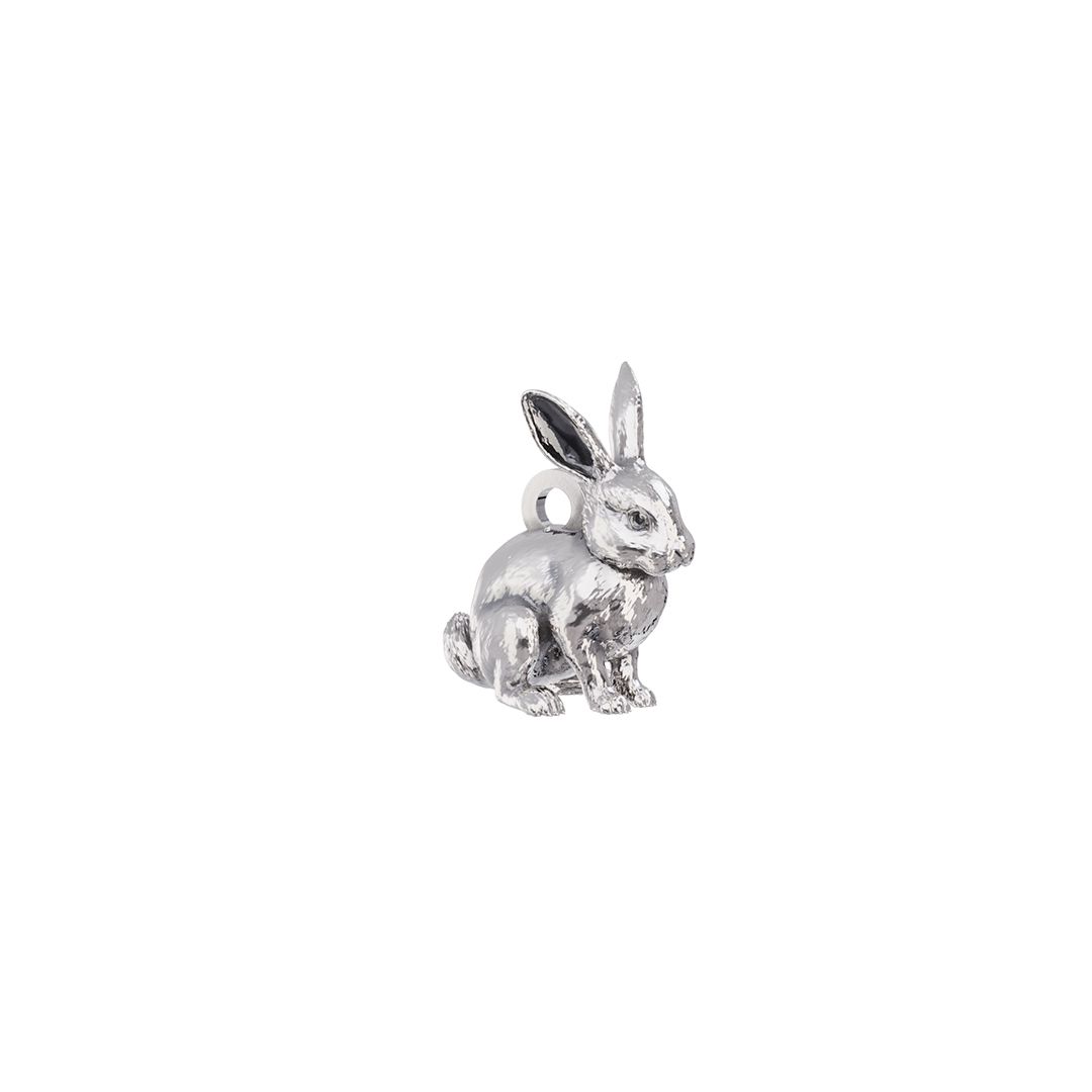 Handmade sterling silver bunny charm with detailed floppy ears – Blackbird Jewellery"