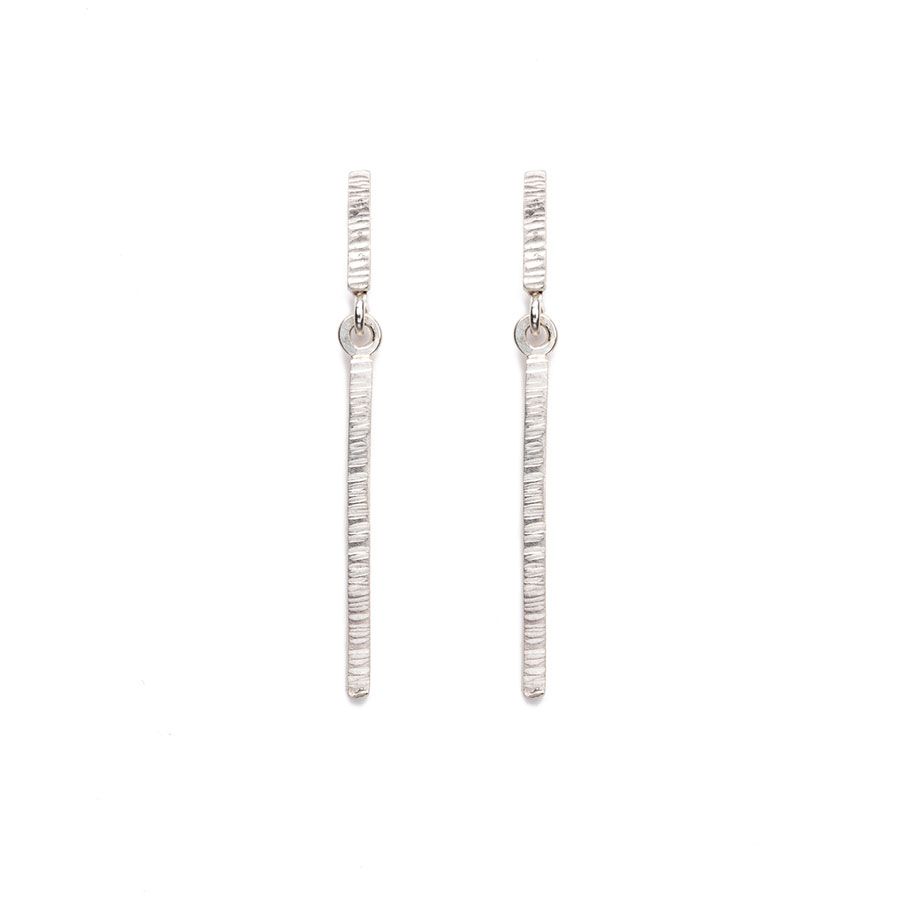 Sterling Silver Drop Bar Stud Earrings