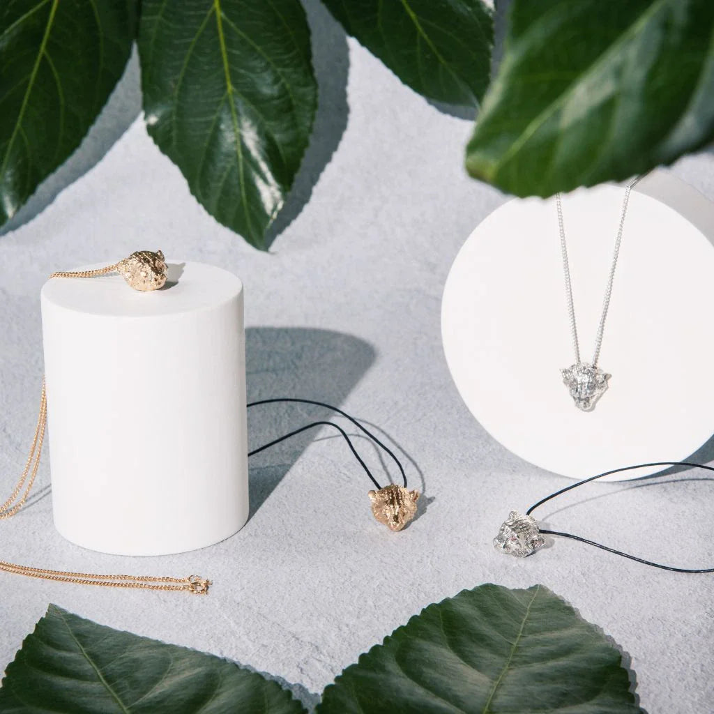 Nature-inspired animal head pendants in sterling silver and gold vermeil from the Blackbird Jewellery Animals collection.