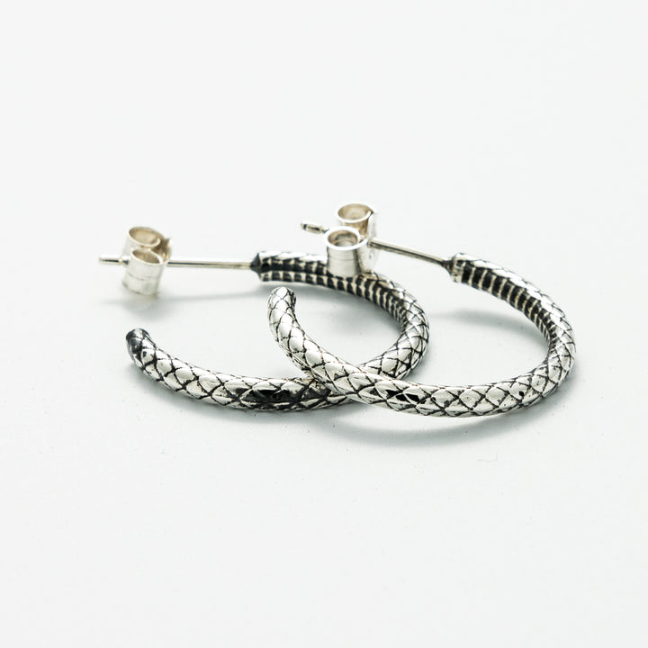 Snakeskin Hoop Earrings Sterling Silver