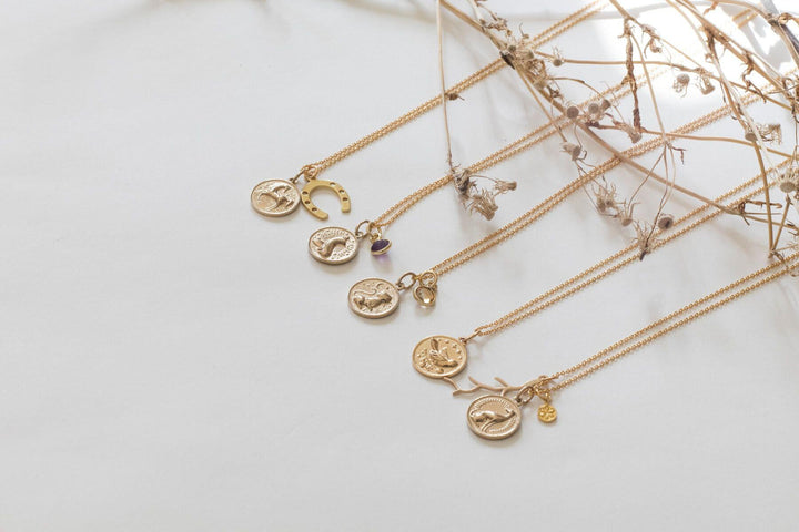 Gold Vermeil Enchanted Animals Dog Necklace Set