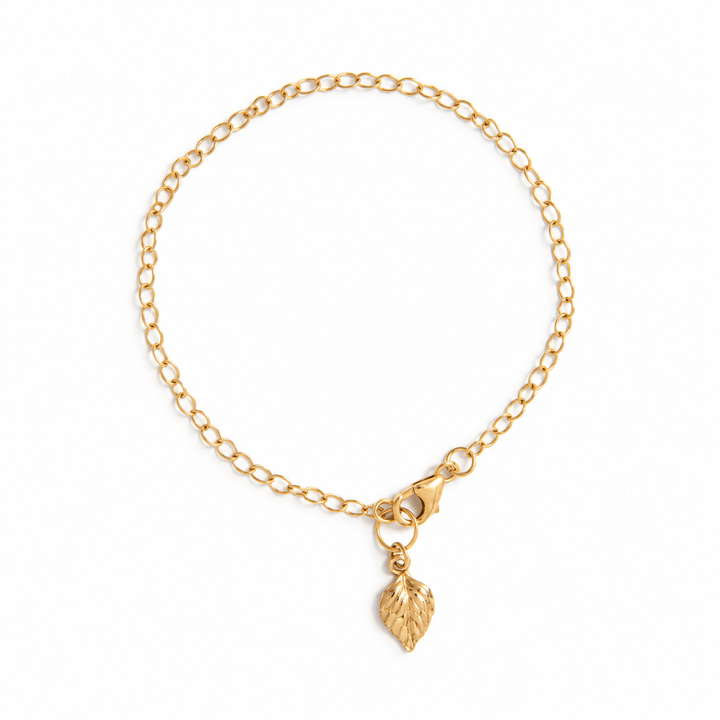 18ct Gold Vermeil Birch Leaf Charm Bracelet by Blackbird Jewellery | Handmade jewellery