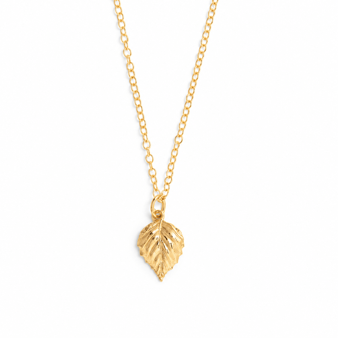 18ct Gold Vermeil Birch Leaf Necklace by Blackbird Jewellery | Handmade jewellery