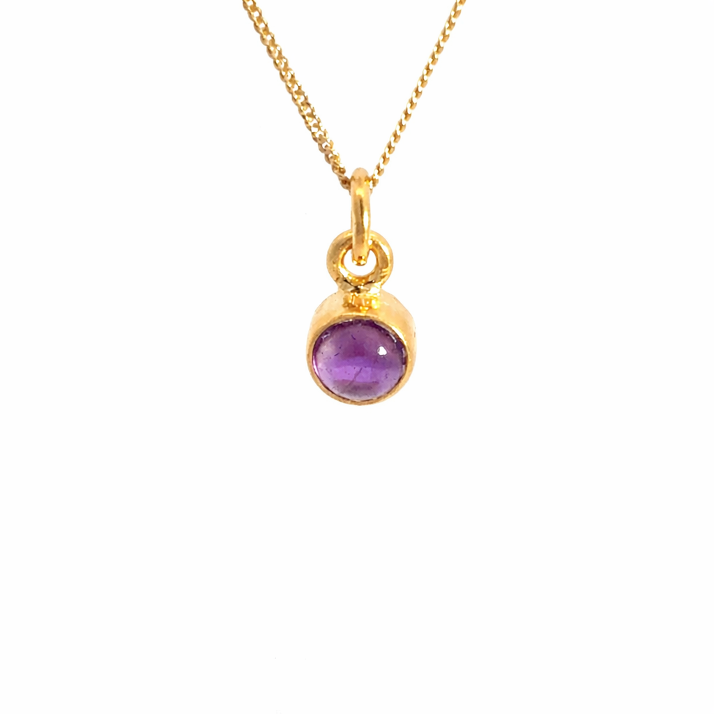 Blackbird Jewellery 18ct Gold Vermeil Amethyst Necklace with February birthstone front view