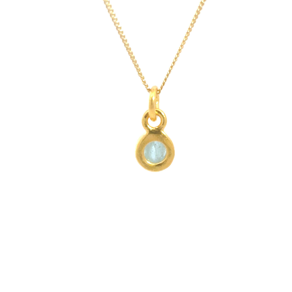 Blackbird Jewellery 18ct Gold Vermeil Aquamarine Necklace with March birthstone-back