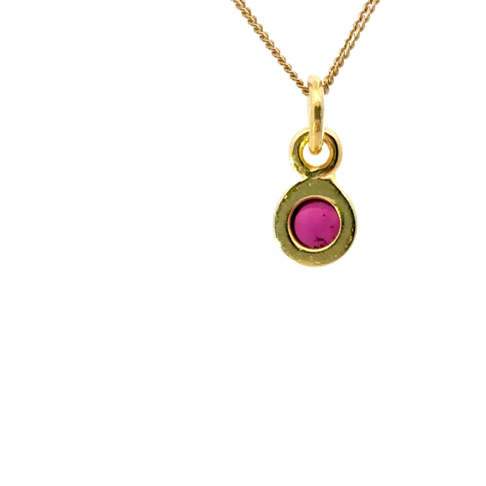 Blackbird Jewellery 18ct Gold Vermeil Garnet Necklace back view with January birthstone