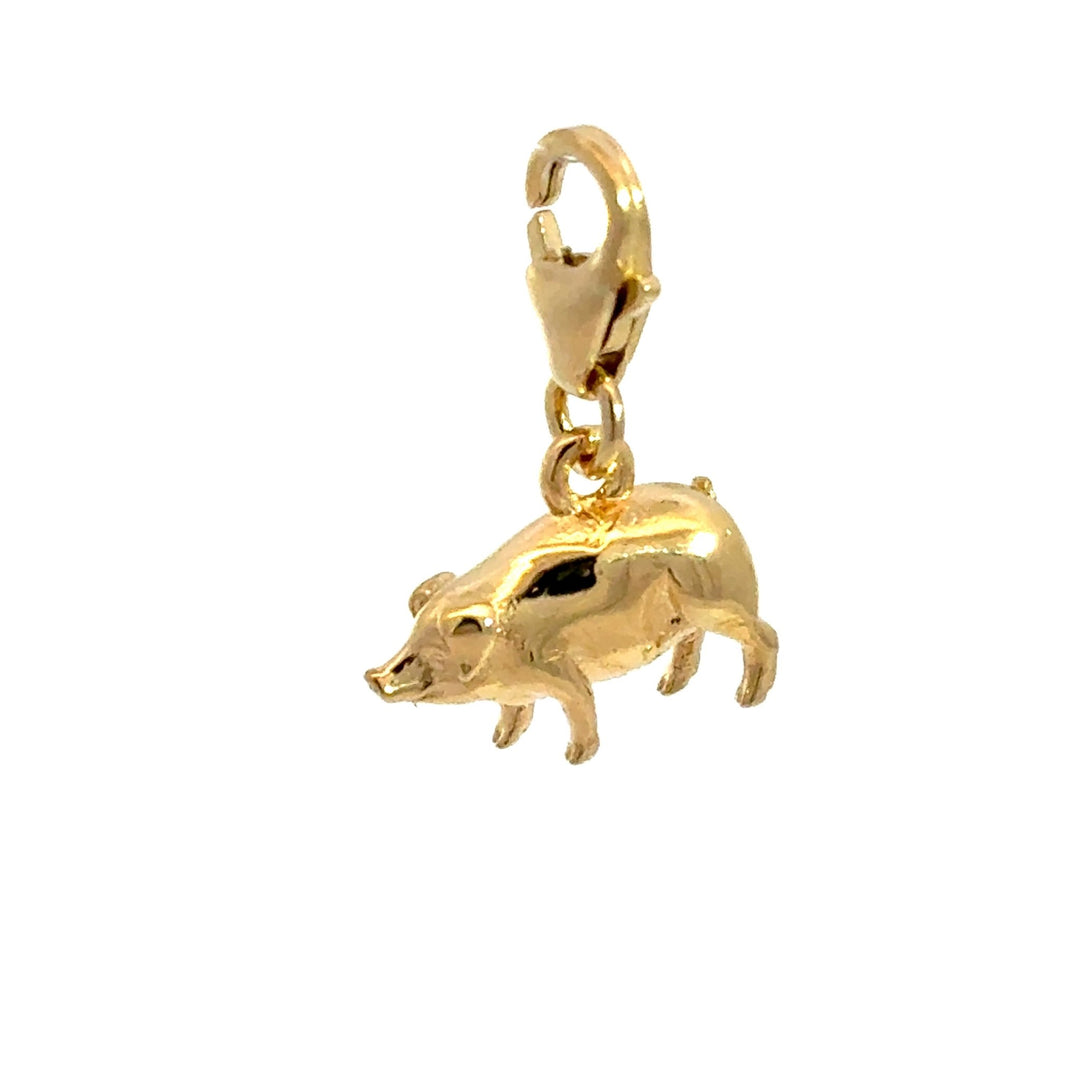 18ct Gold Vermeil Lucky Pig Clip - On Charm by Blackbird Jewellery | Handmade jewellery