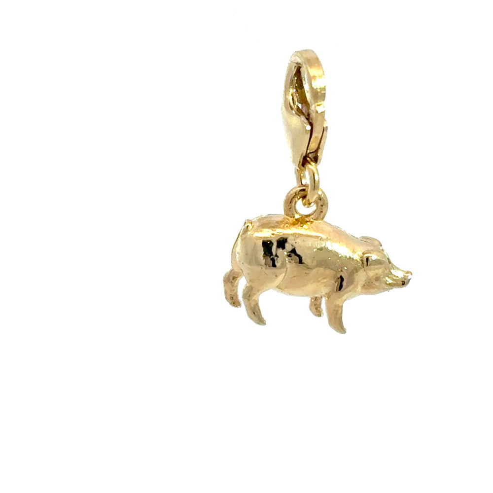 18ct Gold Vermeil Lucky Pig Clip - On Charm by Blackbird Jewellery | Handmade jewellery