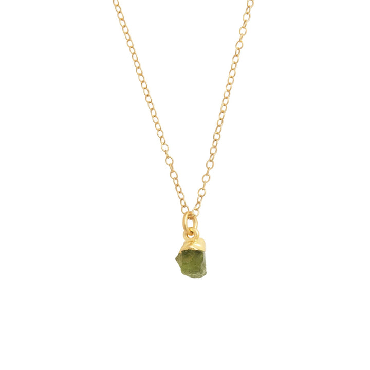 Gold Vermeil Peridot Raw Crystal Necklace by Blackbird Jewellery | Handmade jewellery