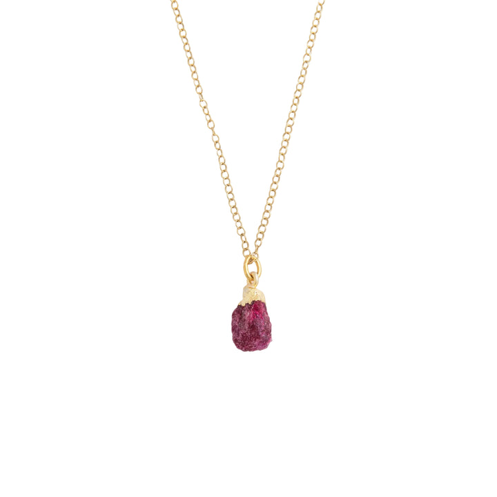 Gold Vermeil Ruby Raw Crystal Necklace by Blackbird Jewellery | Handmade jewellery