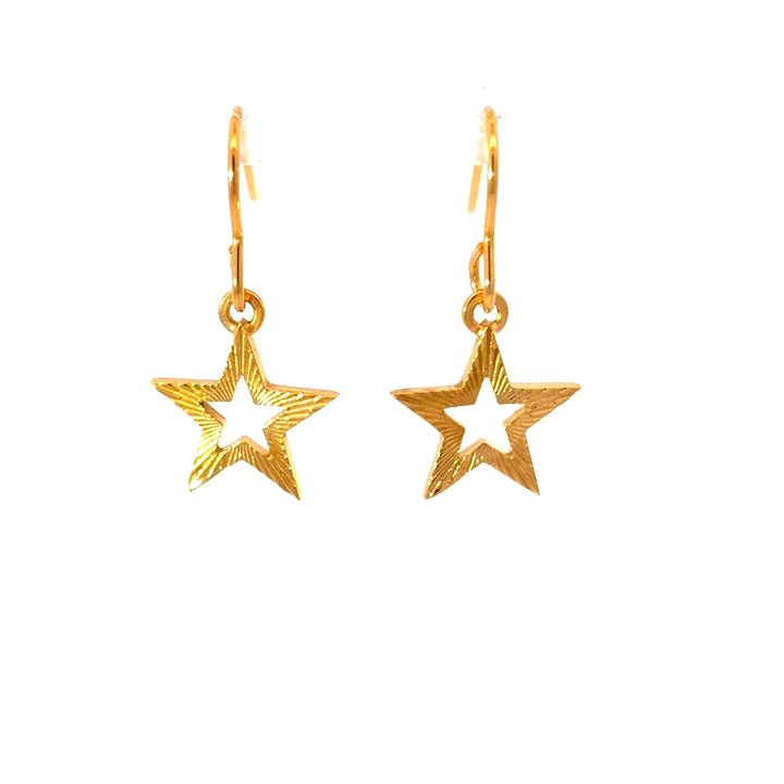 Blackbird Jewellery gold vermeil Supernova star shaped drop earrings