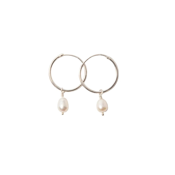 Sterling Silver Pearl Hoop Earrings by Blackbird Jewellery | Handmade jewellery