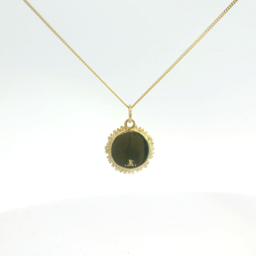 Back view of sunflower necklace pendant – Blackbird Jewellery