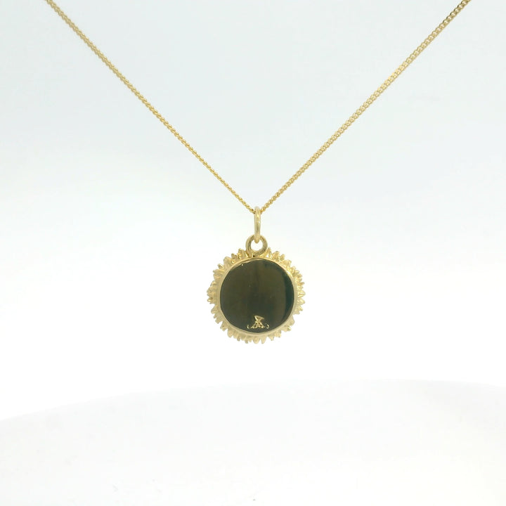 Back view of sunflower necklace pendant – Blackbird Jewellery