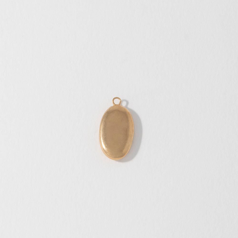 Large 18ct gold vermeil pebble charm cast from a real beach pebble, front view.