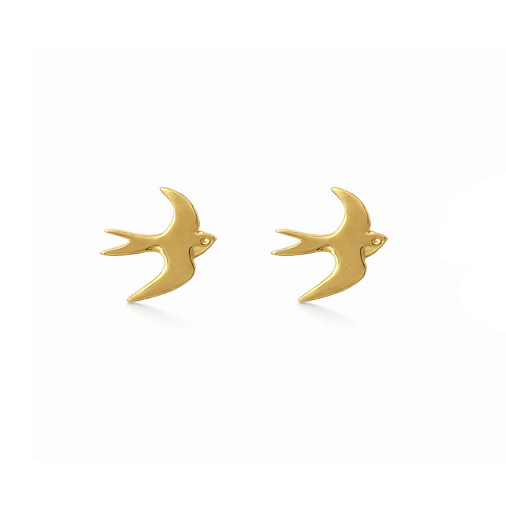 Blackbird Jewellery 18ct gold vermeil swallow pendant necklace with matching swallow stud earrings