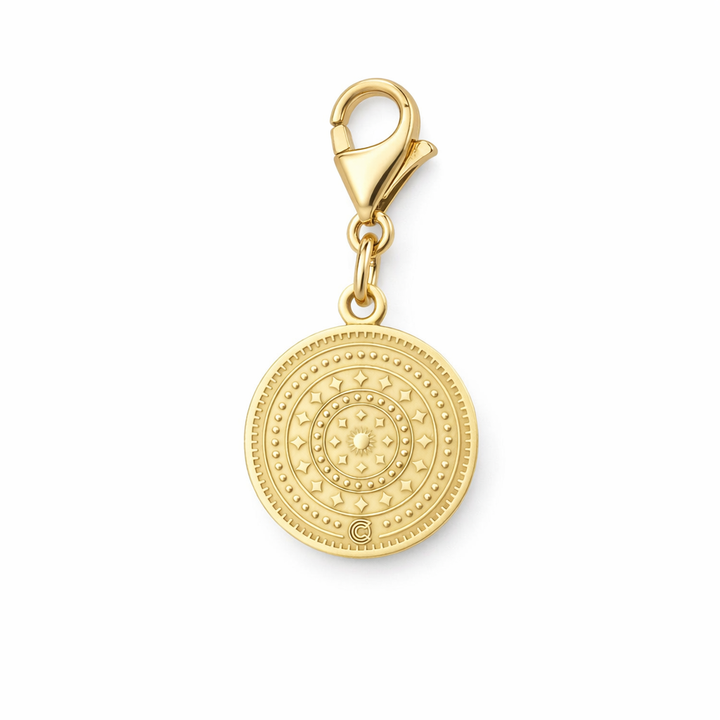 Close-up of gold vermeil horse clip-on charm from Blackbird Jewellery Enchanted Animals collection