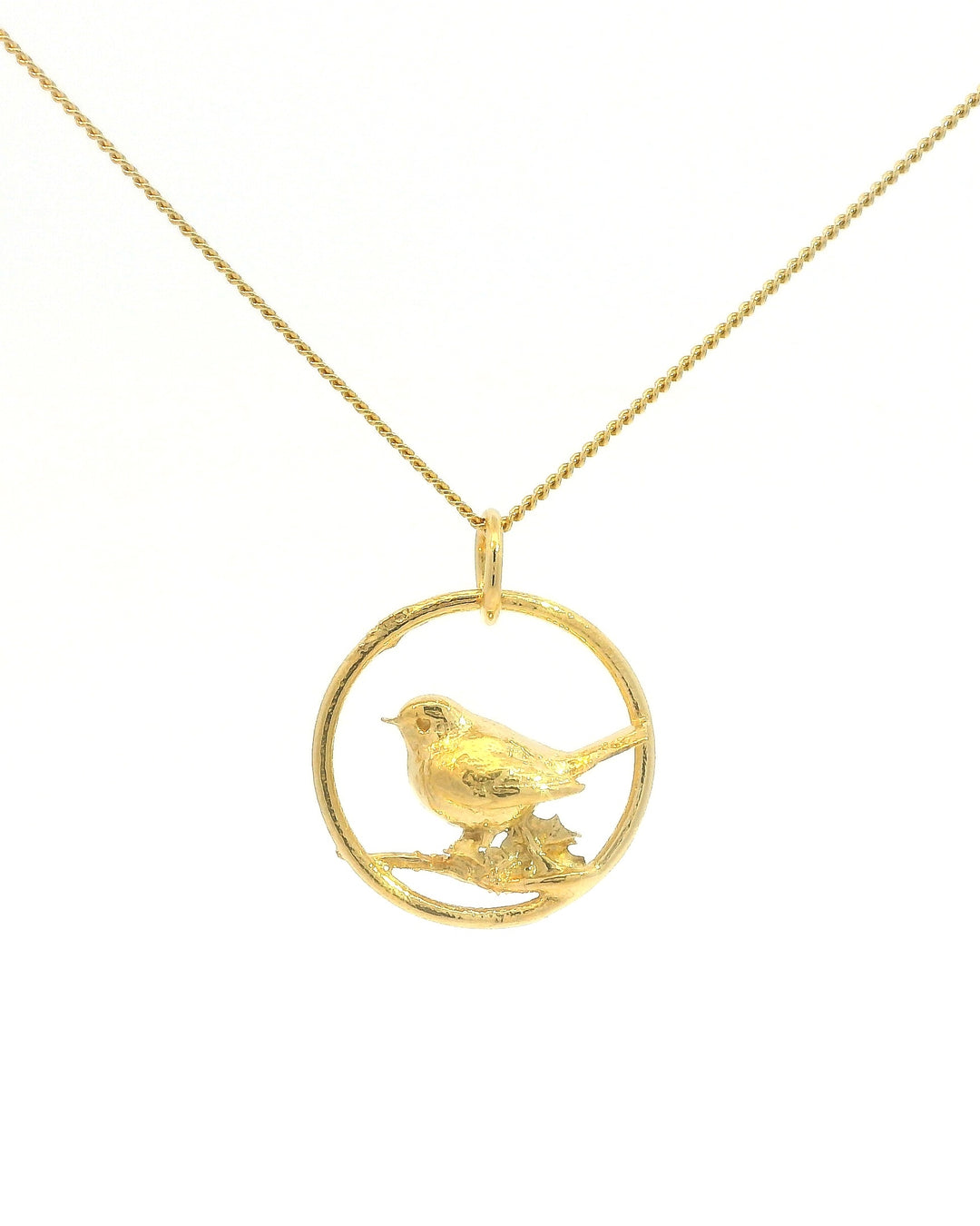 BlackBird Jewellery Gold robin necklace presented in Blackbird Jewellery gift box – 10% donated to RSPB