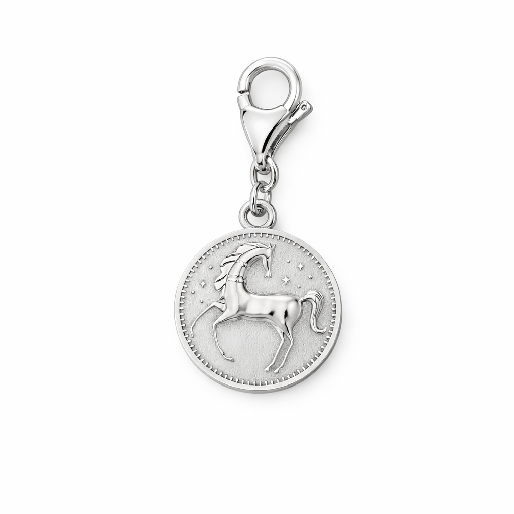 Sterling silver Enchanted Animals horse clip-on charm handmade by Blackbird Jewellery