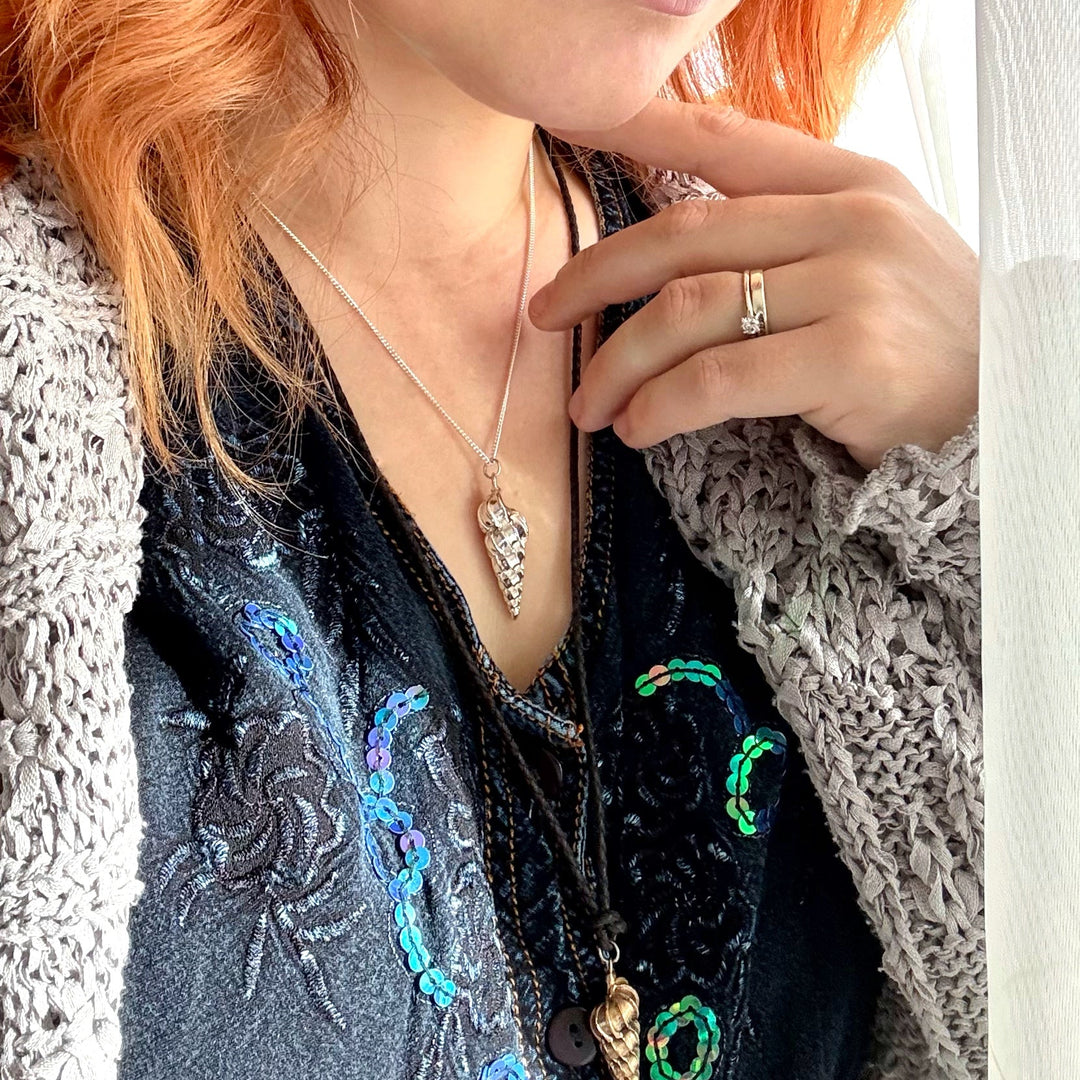 Blackbird Jewellery Handmade sterling silver wentletrap shell necklace by Blackbird Jewellery, coastal charm