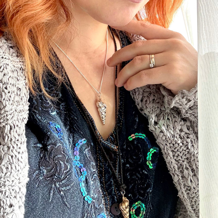 Blackbird Jewellery Handmade sterling silver wentletrap shell necklace by Blackbird Jewellery, coastal charm