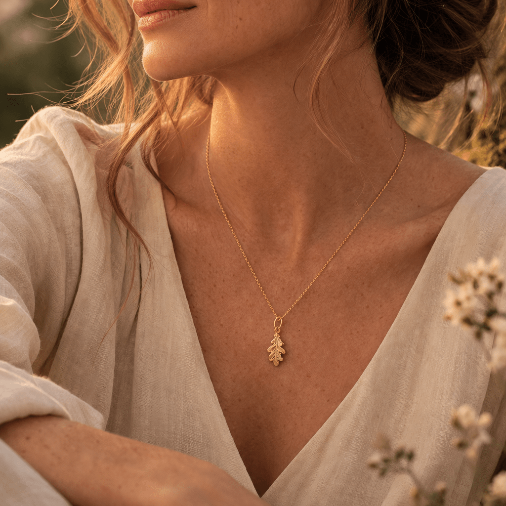 18ct Gold Vermeil Oak Leaf Necklace by Blackbird Jewellery | Handmade jewellery