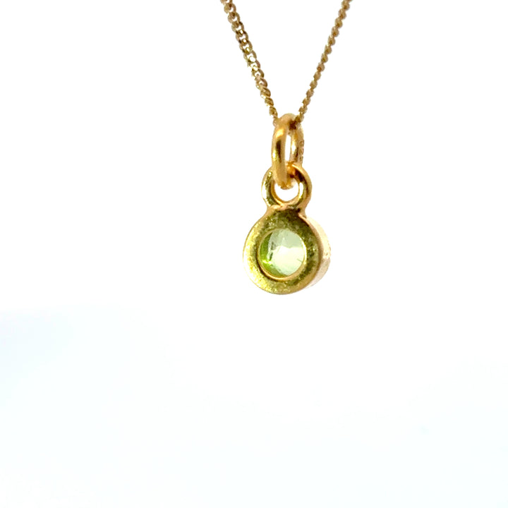 Blackbird Jewellery 18ct Gold Vermeil Peridot Necklace with August birthstone back