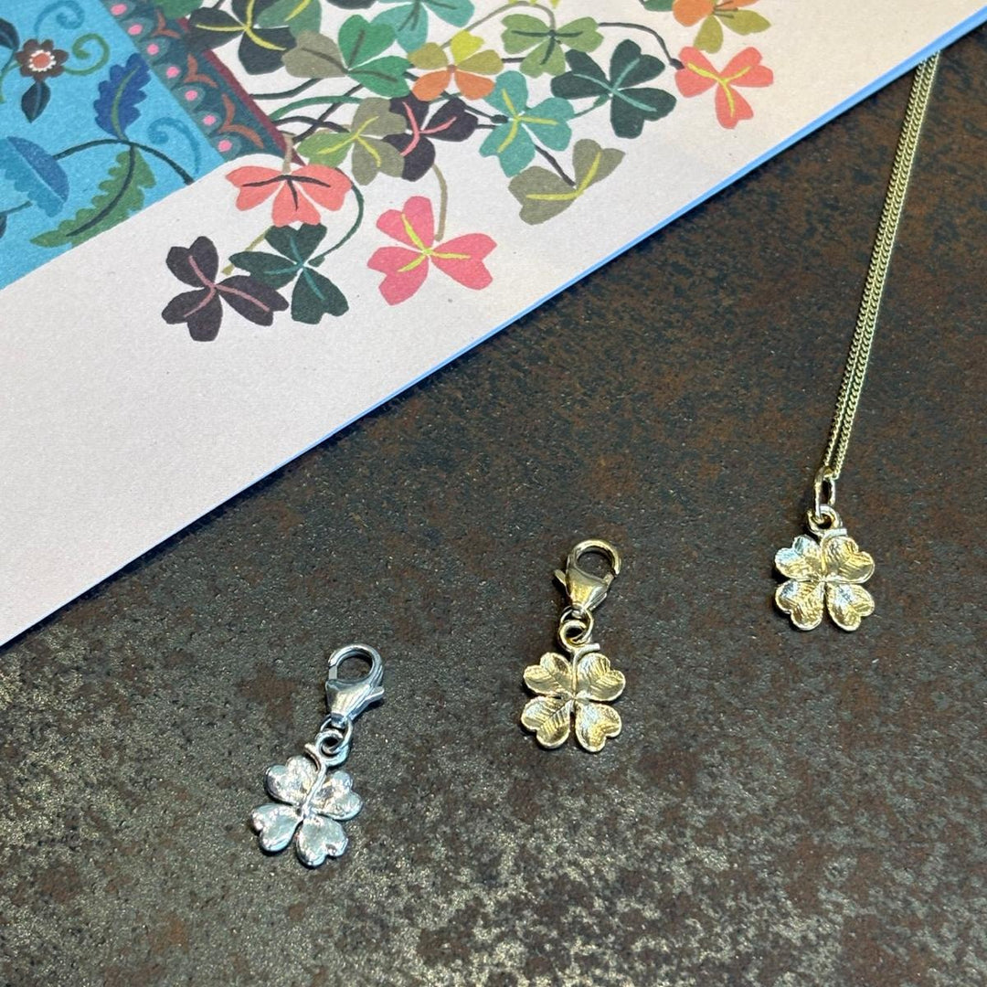 18ct Gold Vermeil Four Leaf Clover Clip - On Charm by Blackbird Jewellery | Handmade jewellery