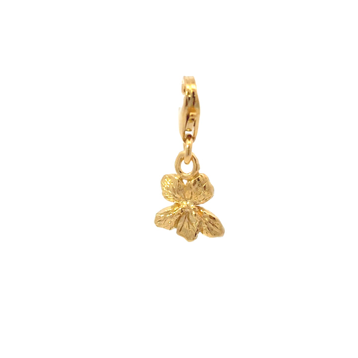 Blackbird Jewellery 18ct gold vermeil violet clip-on charm inspired by February birth flower close up