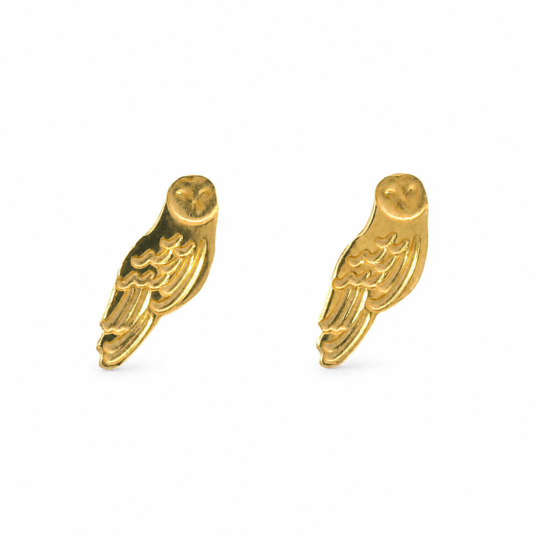 18ct Gold Vermeil Barn Owl Earrings by Blackbird Jewellery | Handmade jewellery