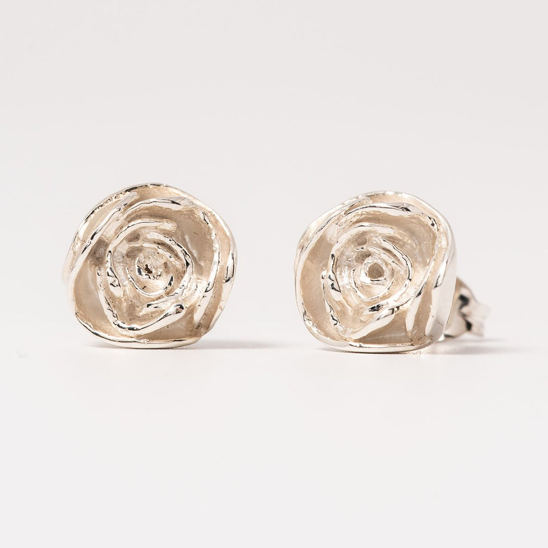 Blackbird Jewellery Handmade Sterling Silver Rose Earrings – June Birth Flower Gift