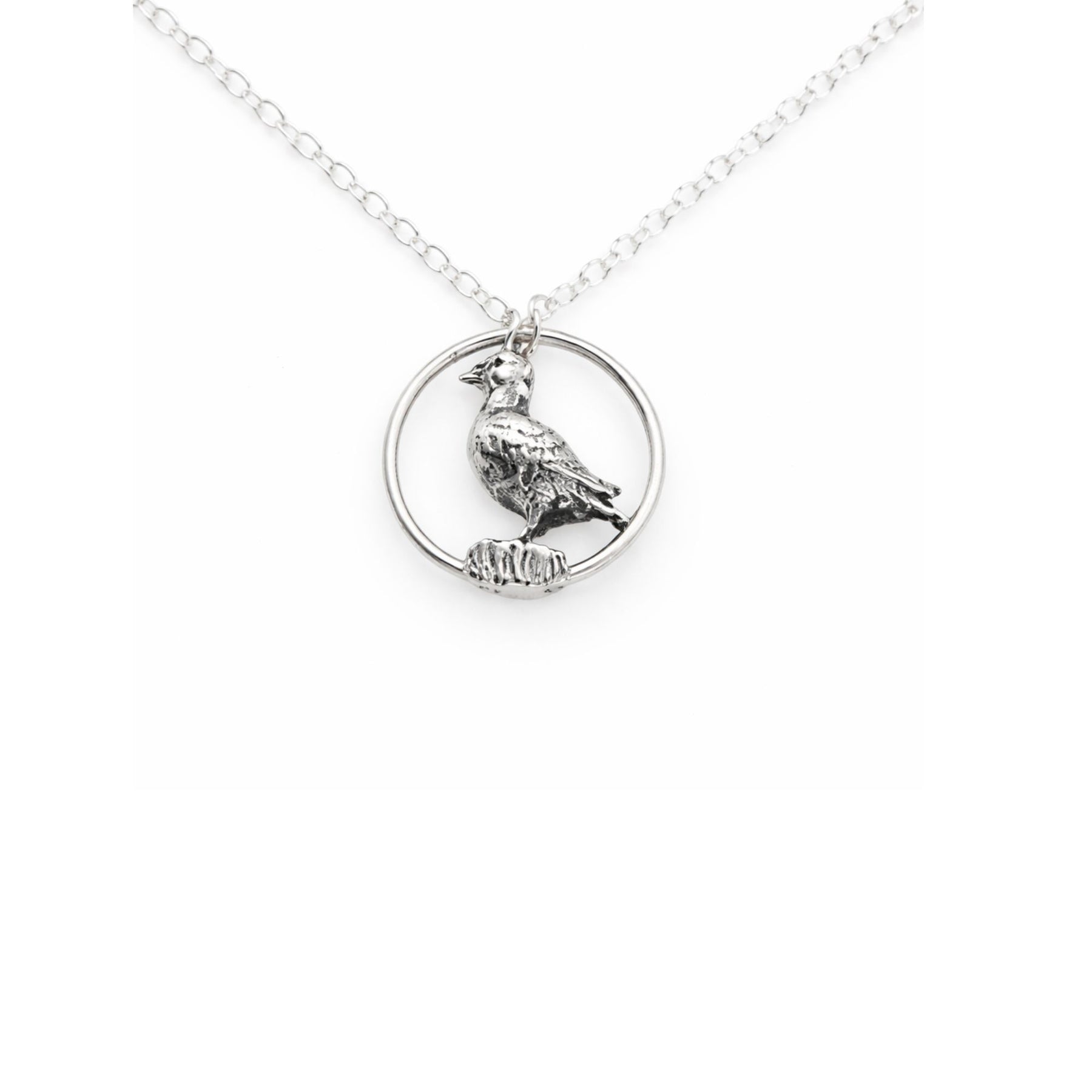 Blackbird Jewellery | Necklace | Sterling Silver Puffin in Hoop